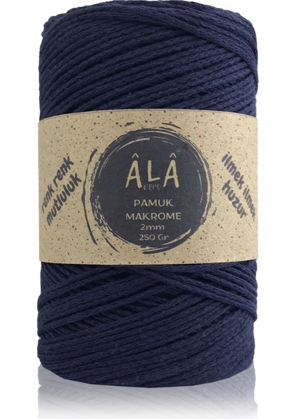 Pamuk Makrome Ipi 2mm Cotton Zincir Makrome Çanta Ipi Supla Ipi Koton Ip 250 Gram Lacivert