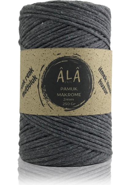 Pamuk Makrome Ipi 2mm Cotton Zincir Makrome Çanta Ipi Supla Ipi Koton Ip 250 Gram Antrasit