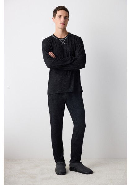 Basic Siyah Pantolon Pijama Takımı fiyatları