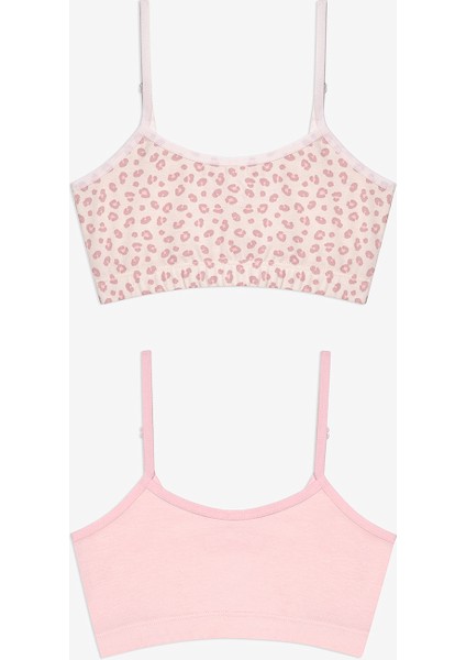 Kız Çocuk Pinky Leopard 2li Çok Renkli Crop Kısa Üst