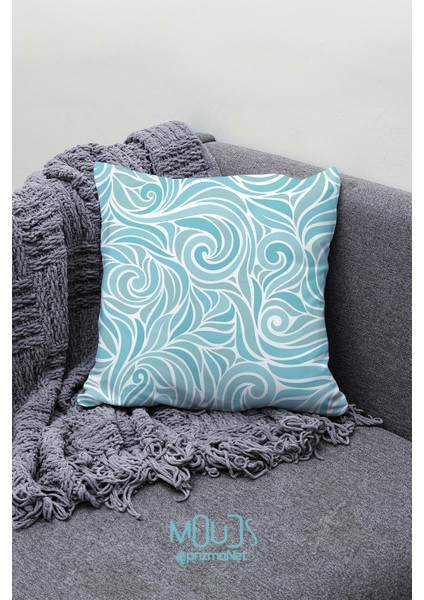 Çift Tarafı Baskılı Turqua Pattern Desenli Tekli Süet Kırlent Kılıfı
