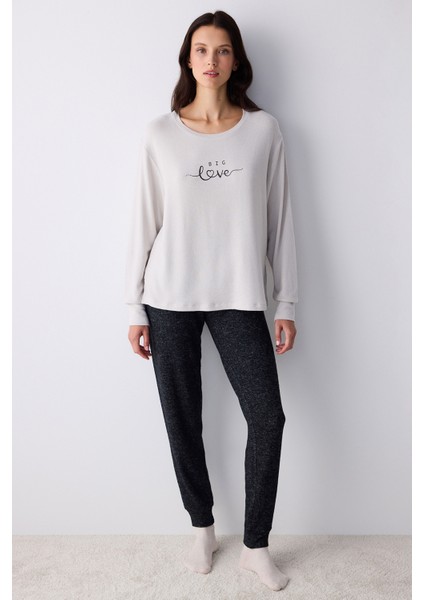 Love Çok Renkli Pantolon Pijama Takımı