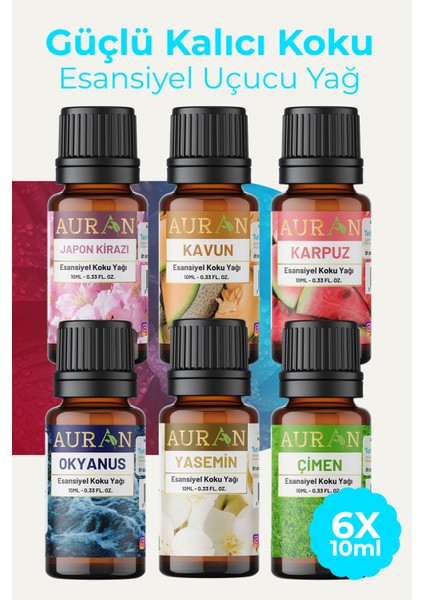 Yaz Seti Esansiyel Uçucu Yağ Buhurdanlık Yağı Hava Nemlendirici Aroma Difüzörü Kokusu Esans 6x