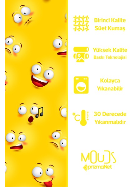 Çift Tarafı Baskılı Smile Desenli Tekli Süet Kırlent Kılıfı