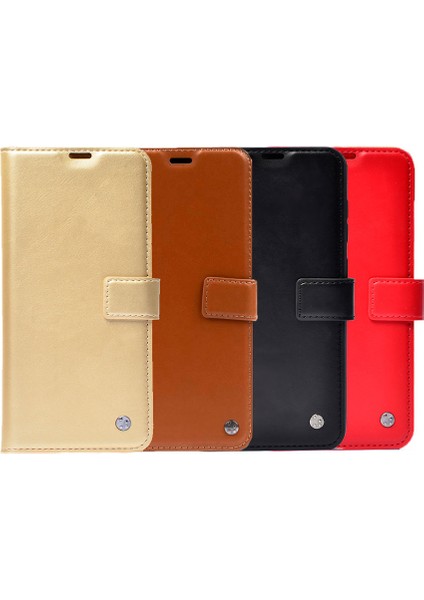 Xiaomi Redmi Note 11 Global Kılıf Zore Kar Deluxe Kapaklı Kılıf-Gold