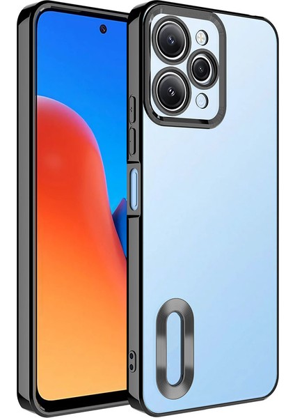 Xiaomi Redmi 12 Kılıf Kamera Korumalı Logo Gösteren Zore Omega Kapak-Siyah