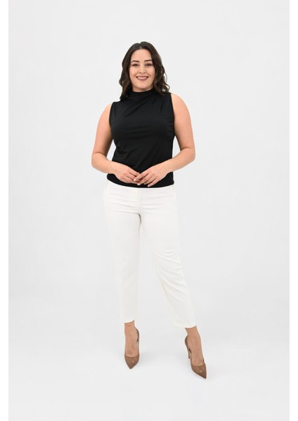 Kadın Büyük Beden Drape Detaylı Dik Yaka Bluz 1851-25 fiyatları