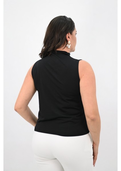 Kadın Büyük Beden Drape Detaylı Dik Yaka Bluz 1851-25 indirimleri