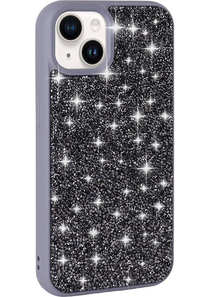 Apple iPhone 13 Kılıf Parlak Taşlı Tasarım Zore Pırlanta Kapak-Gri