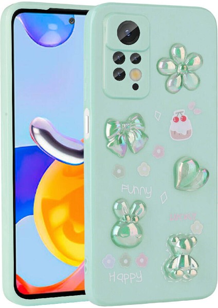 Xiaomi Redmi Note 12 Pro 4g Kılıf Kabartma Figürlü Parlak Zore Toys Silikon Kapak-Açık Yeşil