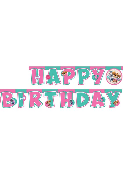 Paw Patrol Skye Temalı Happy Bırthday Uzar Yazı Banner