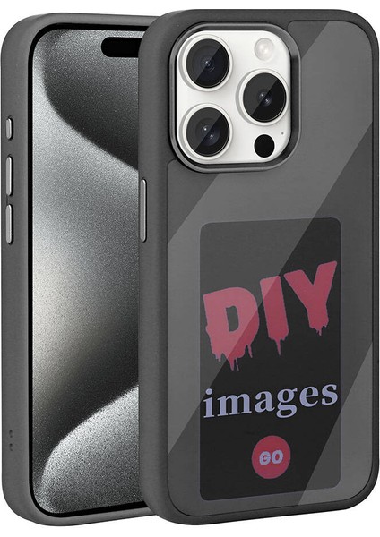 Apple iPhone 15 Pro Kılıf Ekranı Yansıtan Zore Akıllı Nfc Kapak-Siyah