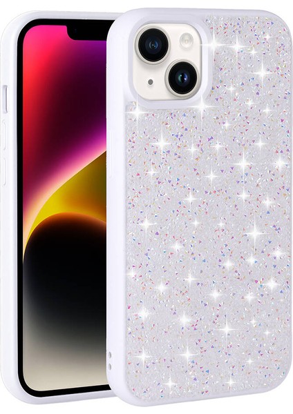 Apple iPhone 13 Kılıf Parlak Taşlı Tasarım Zore Pırlanta Kapak-Beyaz modelleri