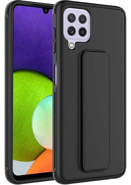 Galaxy M32 Kılıf Zore Qstand Kapak-Siyah