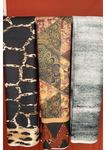 Paisley,Geometrik,Mermer Desen Pamuk Şal 3 Adet