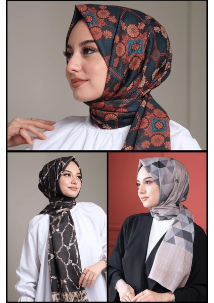 Üçgen,Mermer,Çiçek Desen Pamuk Şal 3 Adet fiyatları