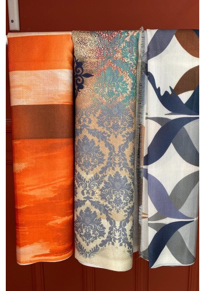 Soyut,Dalgalı Desen Pamuk Şal 3 Adet