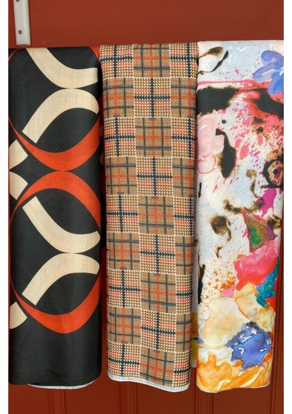 Geometrik,Çiçek Desen Pamuk Şal 3 Adet