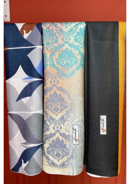 Soyut,Çizgili,Dalgalı Desen Pamuk Şal 3 Adet