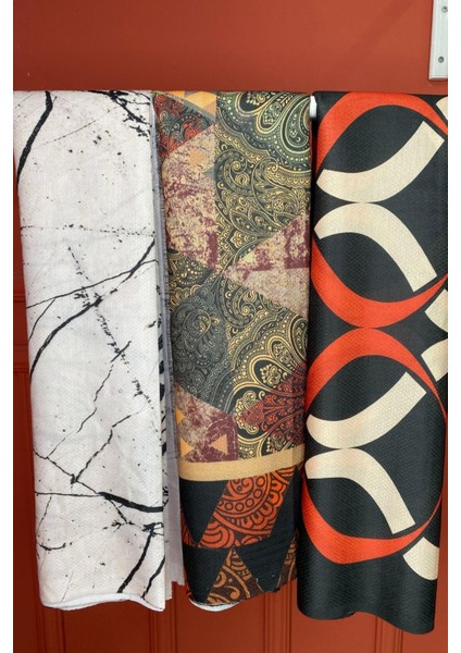 Mermer,Paisley,Geometrik Desen Pamuk Şal 3 Adet