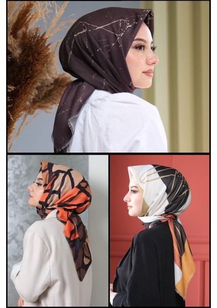 Dallı,Mermer,Çiçek Desen Pamuk Eşarp 3 Adet fiyatları