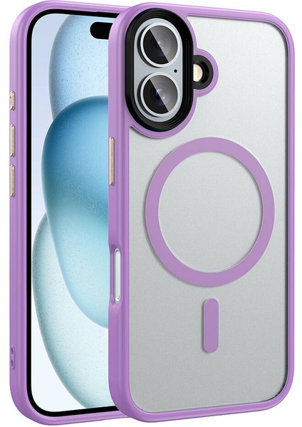 Apple iPhone 16 Plus Kılıf Mat Arka Yüzey Wireless Şarj Özellikli Zore Flet Magsafe Kapak-Pembe
