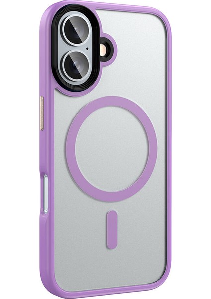 Apple iPhone 16 Plus Kılıf Mat Arka Yüzey Wireless Şarj Özellikli Zore Flet Magsafe Kapak-Pembe