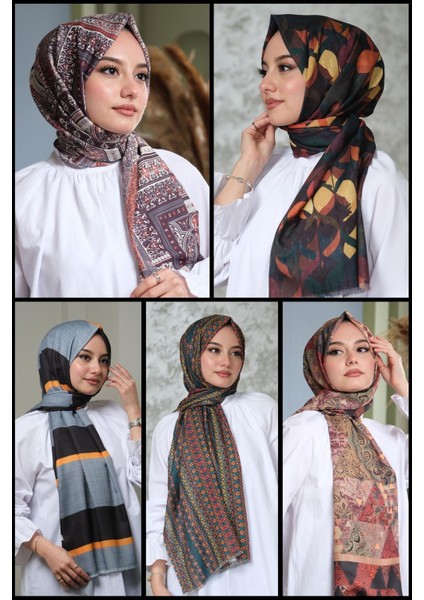 Çizgili,Etnik,Paisley,Yaprak Desen Pamuk Şal 5 Adet fiyatları