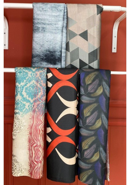 Geometrik,Dalgalı,Üçgen Desen Pamuk Şal 5 Adet