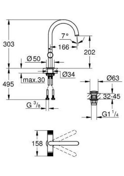 Atrio Private Collection Tek Delikli Lavabo Bataryası 1/2" L Boyut 21138DA0