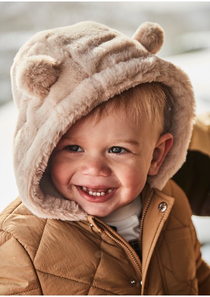 2465 Erkek Bebe Camel Kapüşonlu Mont