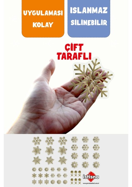 51 Adet Yılbaşı Kar Taneleri Cam Sticker