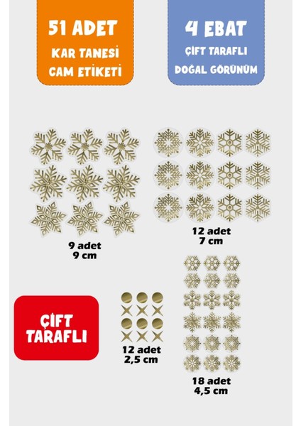 51 Adet Yılbaşı Kar Taneleri Cam Sticker fiyatları