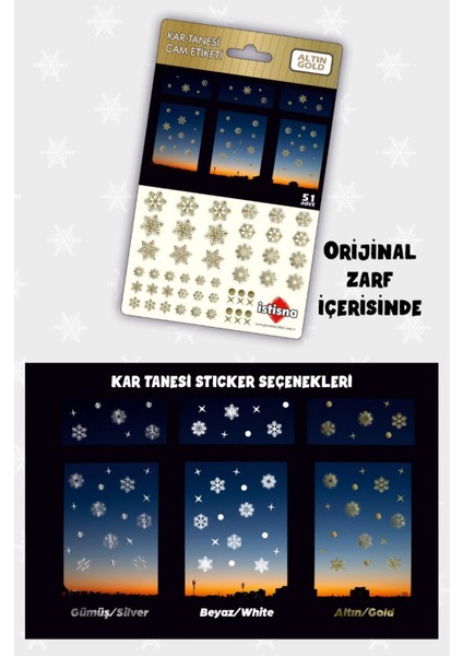 51 Adet Yılbaşı Kar Taneleri Cam Sticker modelleri