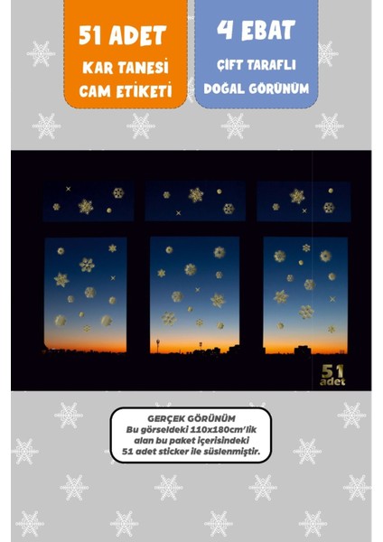 51 Adet Yılbaşı Kar Taneleri Cam Sticker fırsatları