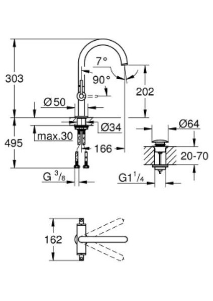Atrio Lavabo Bataryası 1/2" L Boyut 21145DC0