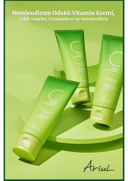 Green C Vitaminli Yüz Kremi 100 ml|Nemlendirici, Ton Eşitleyici|5 Seramid, 8 Hyalüronik Asit