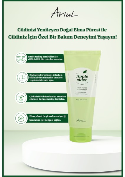 Nemlendirme,Canlılık ve Besleme Sağlayan Doğal Elma Püreli Peeling Maske 100 Gr
