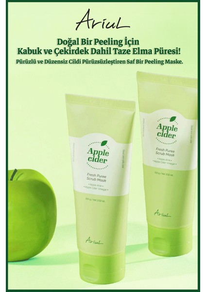 Nemlendirme,Canlılık ve Besleme Sağlayan Doğal Elma Püreli Peeling Maske 100 Gr
