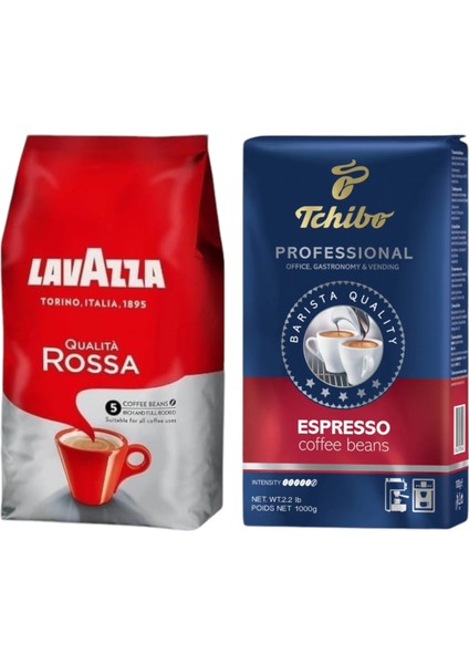 Profesional Espresso Çekirdek Kahve 1 Kg+Lavazza Qualita Rossa Çekirdek Kahve 1 kg