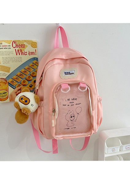 Crossbody Çantası Şeffaf Sevimli Düz Renk Çocuk Çantası Üniversite Öğrencisi Küçük Sırt Çantası (Yurt Dışından)