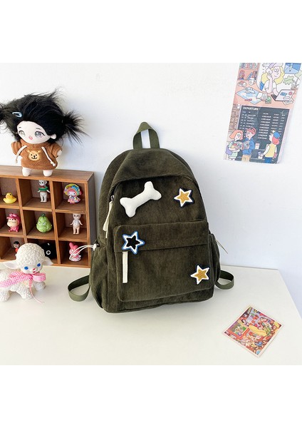 Kolej Tarzı Sevimli Yumuşak Kız Kadife Sırt Çantası Kadın Orman Tarzı Küçük Taze Günlük Işe Gidiş-Geliş Küçük Sırt Çantası (Yurt Dışından)