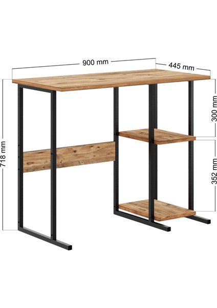 Raflı Çalışma Masası - Atlantik Çam
