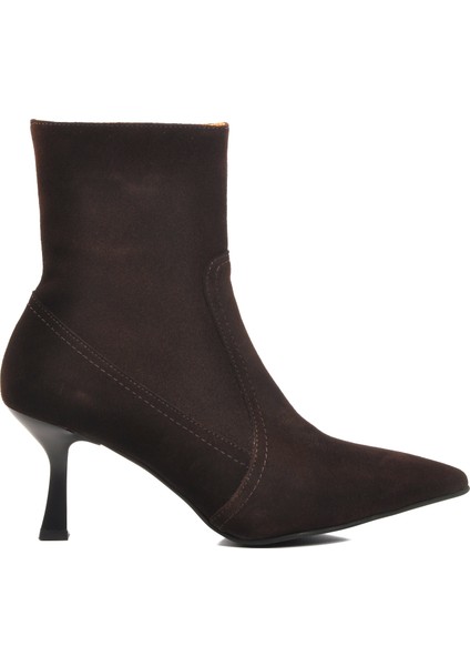 Ds-60 Kahve Süet Deri Içi Polarlı Kadın Topuklu Bot