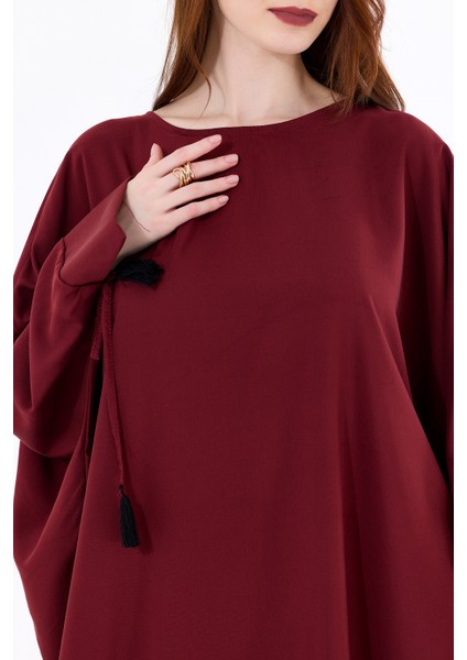 Manşetli Ip Püsküllü Viskon Kimono | KMN35008