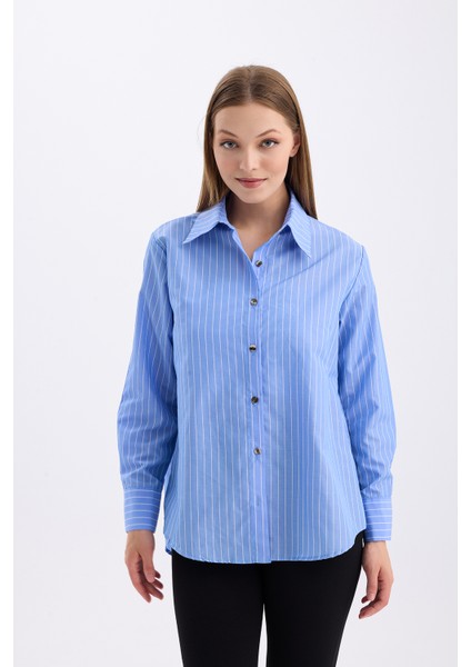 Rahat Kalıp Uzun Kol Kadın Çizgili Gömlek | GML35705 fiyatları
