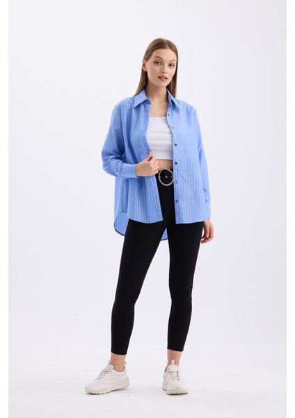 Rahat Kalıp Uzun Kol Kadın Çizgili Gömlek | GML35705 modelleri