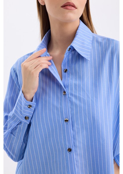 Rahat Kalıp Uzun Kol Kadın Çizgili Gömlek | GML35705 fırsatları