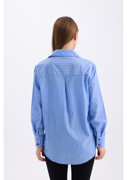Rahat Kalıp Uzun Kol Kadın Çizgili Gömlek | GML35705 indirimleri