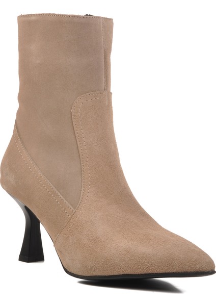 Ds-60 Bej Süet Deri Içi Polarlı Kadın Topuklu Bot modelleri